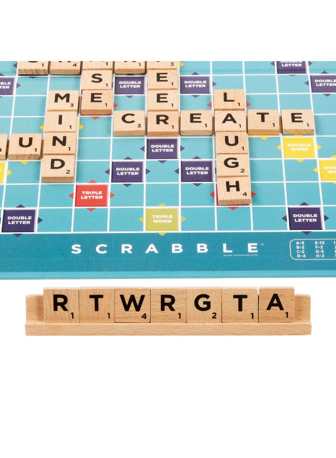ماتيل جيمز Scrabble Board Game, Classic Family Word Fun, featuring Wooden Letter Tiles and Racks, with Two Ways to Play for 2-4 Players - Image 4